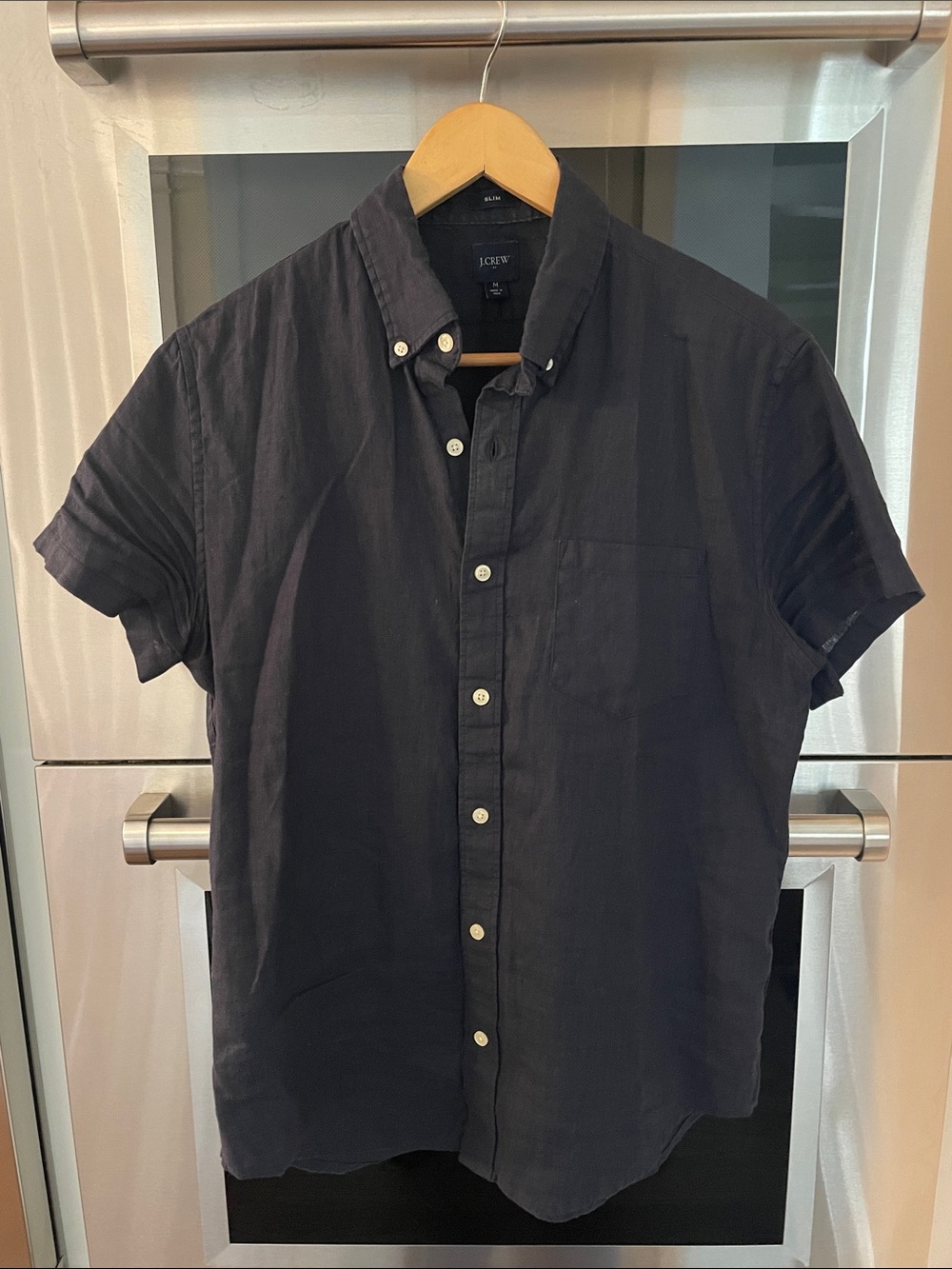 J. Crew Men's Dark Navy Short-Sleeve Button-Down Shirt